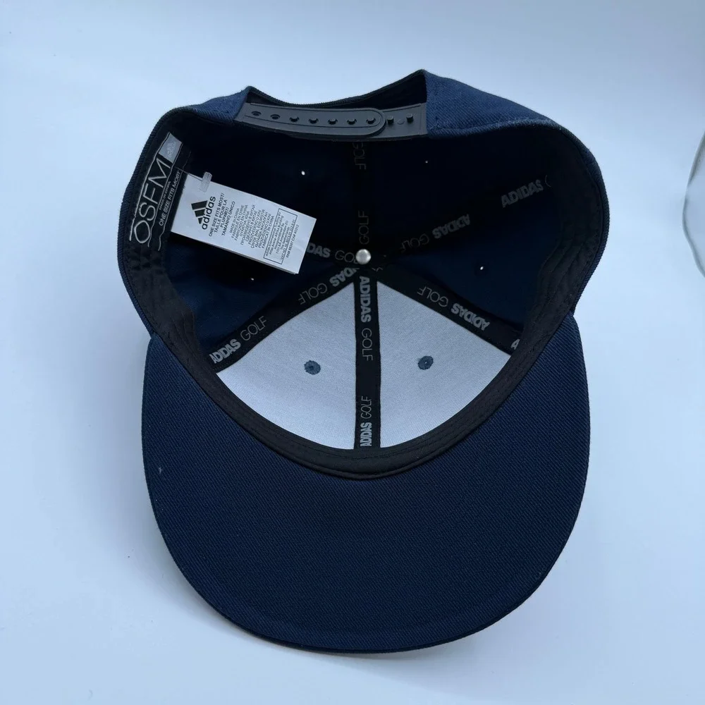 Adidas Golf Hat Men OSFM Blue Heathered Snapback Flat Bill Performance Cap‎